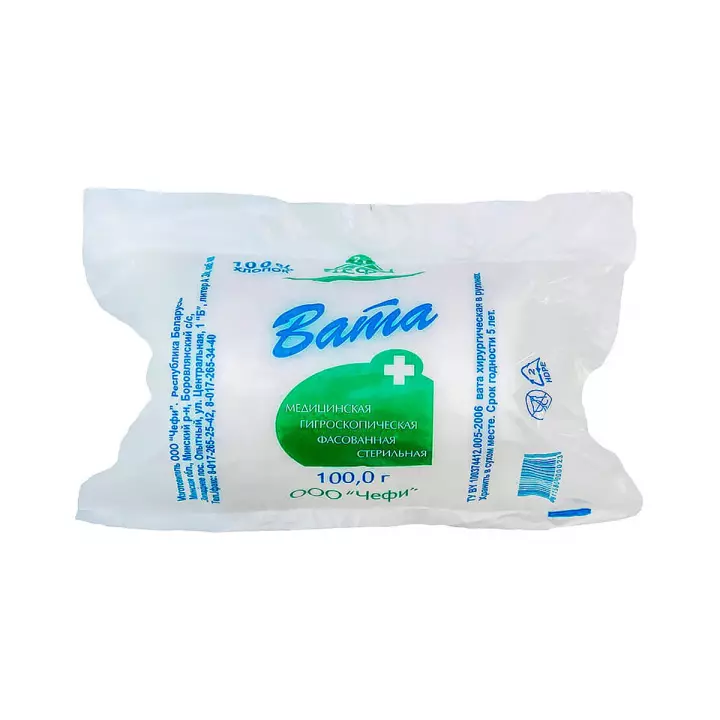 Вата медицинская гигроскопическая хирургическая стерильная 100 г рулон 1 шт Чефи