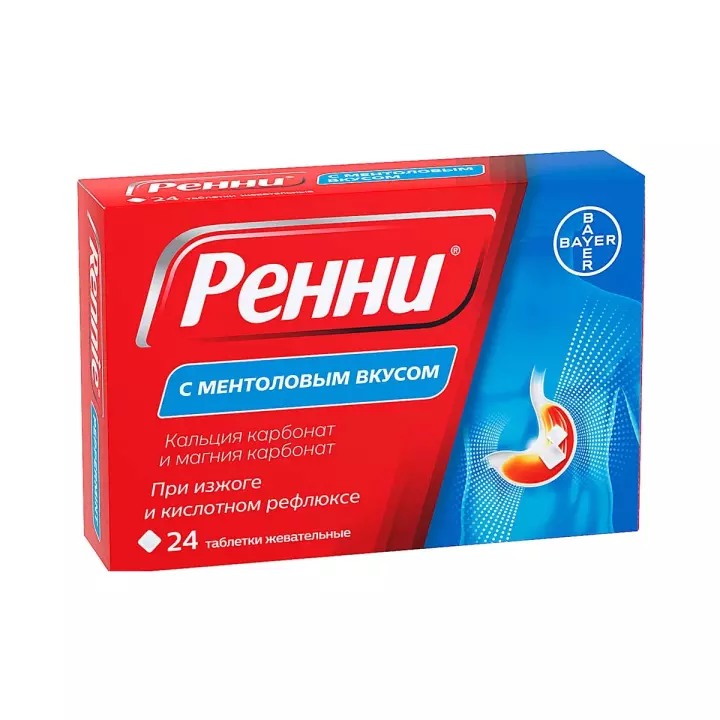 Ренни ментол 680 мг+80 мг таблетки жевательные 24 шт