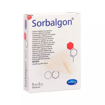 Sorbalgon повязка из волокон кальция-альгината стерильная 5x5 см 10 шт Hartmann