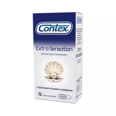 Contex Extra Sensation презервативы из натурального латекса с крупными точками и ребрами 12 шт