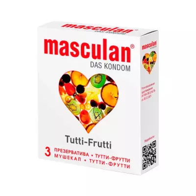 Masculan Tutti-Frutti презервативы из натурального латекса желтого цвета с фруктовым ароматом 3 шт