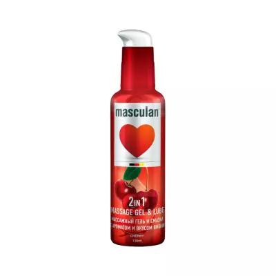 Masculan 2 в 1 Массажный гель и смазка с ароматом и вкусом вишни 130 мл флакон 1 шт