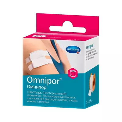 Omnipor пластырь на основе из нетканого материала на катушке нестерильный 2,5х500 см 1 шт Hartmann