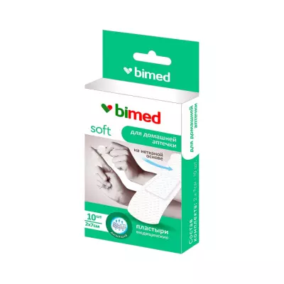 Бимед Soft для домашней аптечки пластырь белого цвета на нетканой основе гипоаллергенный 2х7 см 10 шт