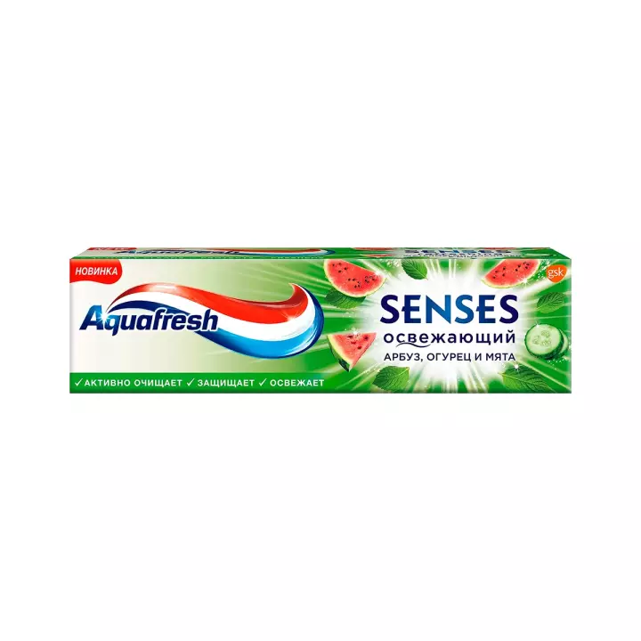 Aquafresh Senses Освежающий арбуз зубная паста 75 мл туба 1 шт
