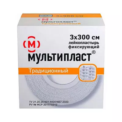 Мультипласт лейкопластырь фиксирующий нестерильный 3х300 см 1 шт Новосибхимфарм