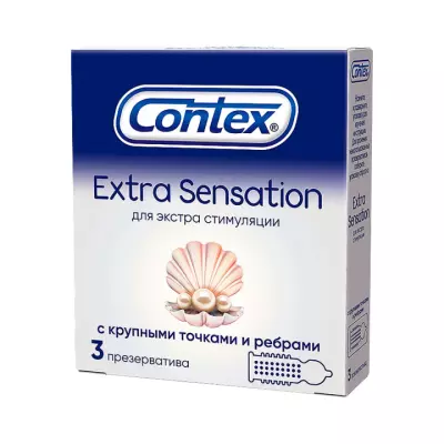 Contex Extra Sensation презервативы из натурального латекса с крупными точками и ребрами 3 шт