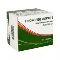Глюкоред Форте 5 мг+500 мг таблетки 50 шт