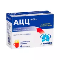 Ацц лимон и мед 600 мг порошок для приготовления раствора для приема внутрь пакет 6 шт