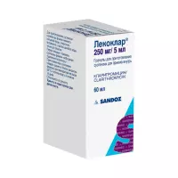 Лекоклар 250 мг/5 мл гранулы для приготовления суспензии для приема внутрь 60 мл флакон 1 шт