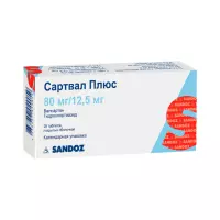 Сартвал Плюс 80 мг+12,5 мг таблетки покрытые оболочкой 28 шт