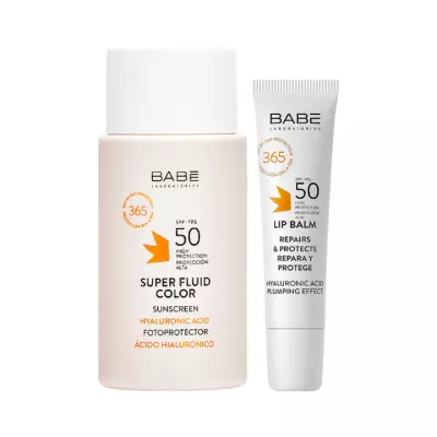 Laboratorios Babe Super Fluid Color + Lip Balm суперфлюид с тонирующим эффектом SPF 50 50 мл 1 шт + бальзам для губ SPF 50 15 мл 1 шт