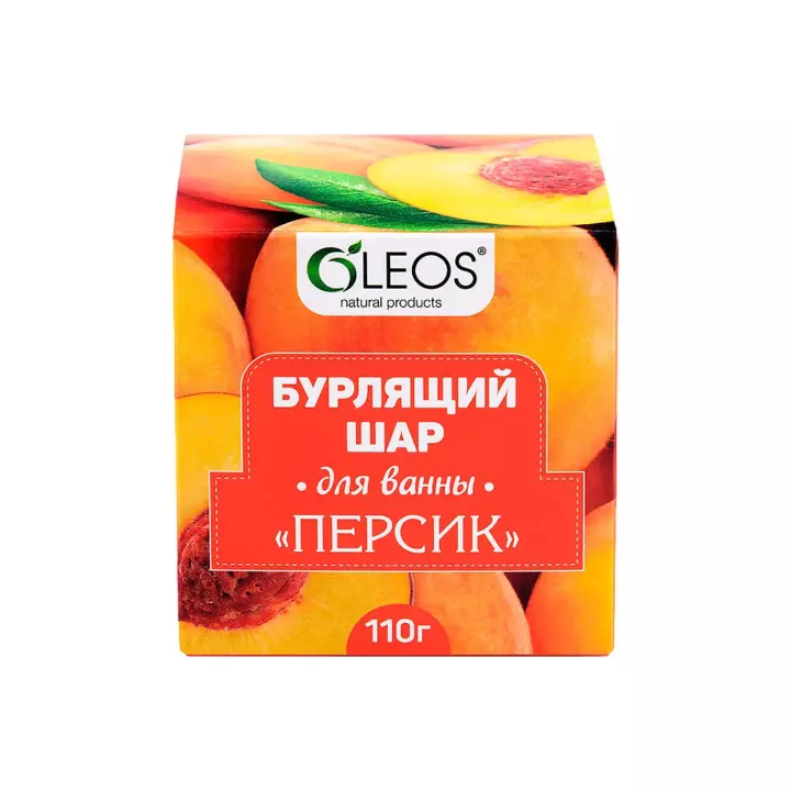 Oleos Бурлящий шар персик бомбочка для ванны 110 г 1 шт