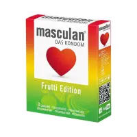 Masculan Frutti Edition презервативы из натурального латекса разноцветные с фруктовым ароматом 3 шт