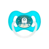Canpol Babies Space соска-пустышка латексная круглая со светящимся колечком 0-6 месяцев синяя 1 шт