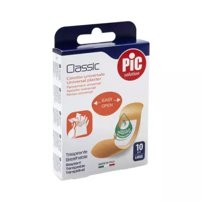 Pic Solution Classic пластырь универсальный с антибактериальной подушечкой 2,5х7,2 см 10 шт