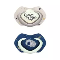 Canpol Вabies Sleepy Koala соска-пустышка силиконовая симметричная со светящимися элементами 0-6 месяцев голубая 2 шт