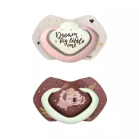 Canpol Вabies Sleepy Koala соска-пустышка силиконовая симметричная со светящимися элементами 0-6 месяцев розовая 2 шт