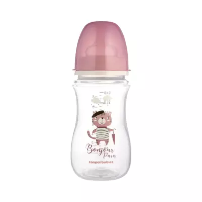 Canpol Babies Bonjour Paris бутылочка для кормления антиколиковая от 3 месяцев 240 мл розовая 1 шт