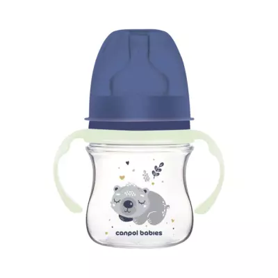 Canpol Вabies Sleepy Koala бутылочка для кормления антиколиковая со светящимися ручками от 0 месяцев 120 мл голубая 1 шт