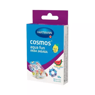 Cosmos Aqua Fun пластырь нестерильный ассорти (2 размера) 12 шт Hartmann