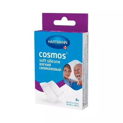 Cosmos Soft Silicone пластырь нестерильный ассорти (2 размера) 8 шт Hartmann