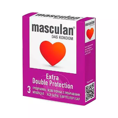 Masculan Extra Double Protection презервативы из натурального латекса утолщенные с дополнительной смазкой 3 шт