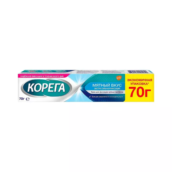 Корега экстра-сильный мятный крем для фиксации зубных протезов 70 г туба 1 шт