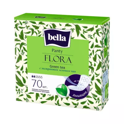 Bella Panty Flora Green Tea прокладки женские ежедневные с экстрактом зеленого чая 70 шт