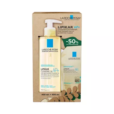 La Roche-Posay Lipikar Oil AP+ набор липидовосполняющее смягчающее масло для ванны и душа 400 мл 1 шт + сменный блок 400 мл 1 шт