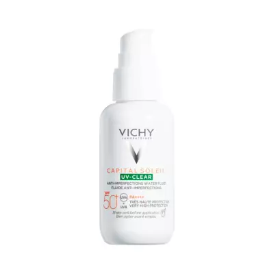 Vichy Capital Soleil UV-Clear SPF 50+ невесомый солнцезащитный флюид для лица против несовершенств 40 мл 1 шт