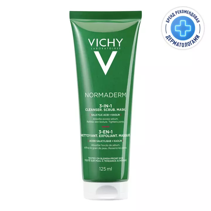 Vichy Normaderm Три-Актив Глубокое очищение 3 в 1 скраб + гель для умывания + маска 125 мл 1 шт