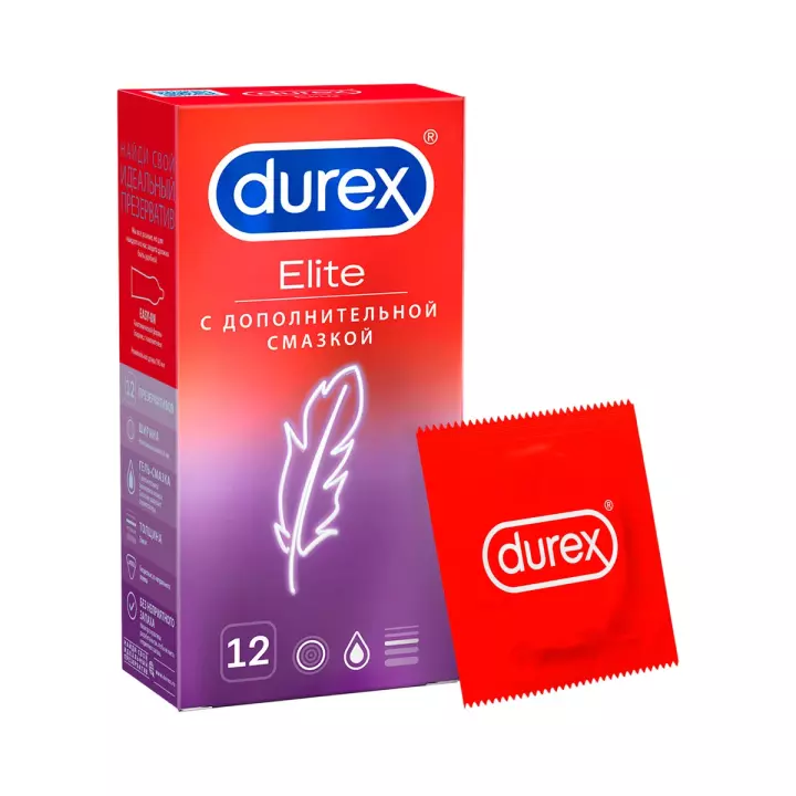 Durex Elite презервативы из натурального латекса с дополнительной смазкой 12 шт