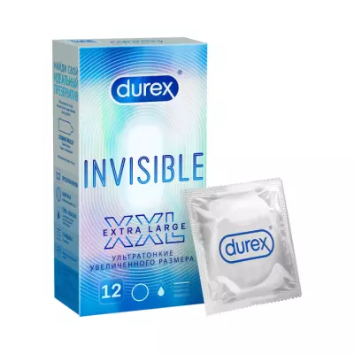 Durex Invisible XXL презервативы из натурального латекса ультратонкие увеличенного размера 12 шт