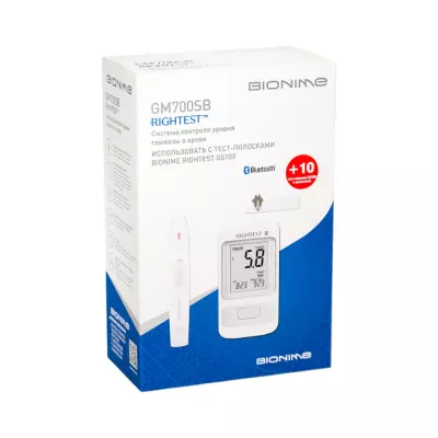 Глюкометр Bionime Rightest GM700SB 1 шт + тест-полоски GS700 10 шт