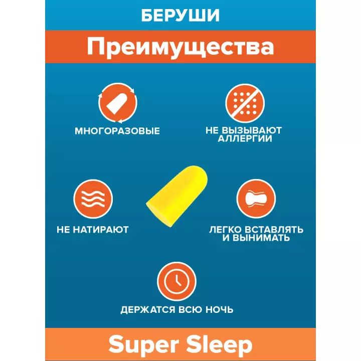 SoundBlock Super Sleep беруши полипропиленовые 37 дБ 4 шт