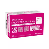 Лозартан/Гидрохлортиазид-АМ 100 мг+25 мг таблетки покрытые пленочной оболочкой 30 шт