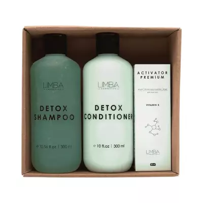 Limba Cosmetics набор для волос Detox шампунь 300 мл 1 шт + кондиционер 300 мл 1 шт + активатор Vitamin B 50 мл 1 шт