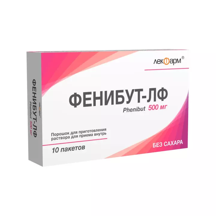 Фенибут-ЛФ 500 мг порошок для приготовления раствора для приема внутрь пакет 10 шт