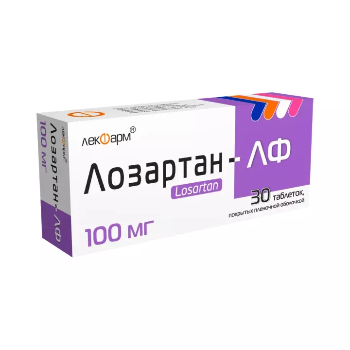 Лозартан-ЛФ 100 мг таблетки покрытые пленочной оболочкой 30 шт