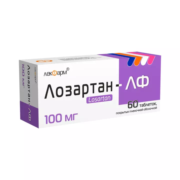 Лозартан-ЛФ 100 мг таблетки покрытые пленочной оболочкой 60 шт