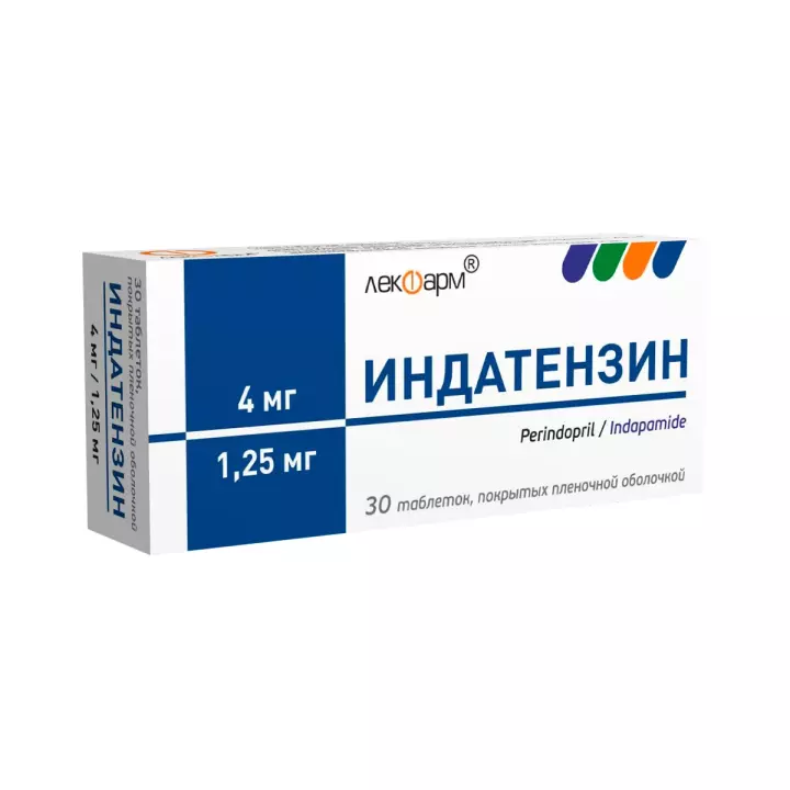 Индатензин 4 мг+1,25 мг таблетки покрытые пленочной оболочкой 30 шт