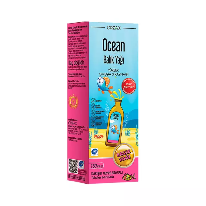 Orzax Ocean Фиш Оил фруктовый микс жидкость 150 мл флакон 1 шт