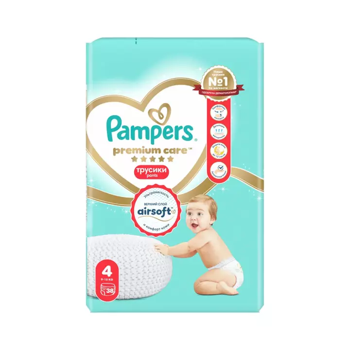 Pampers Premium Care Pants подгузники-трусики детские размер 4 Maxi 9-15 кг 38 шт